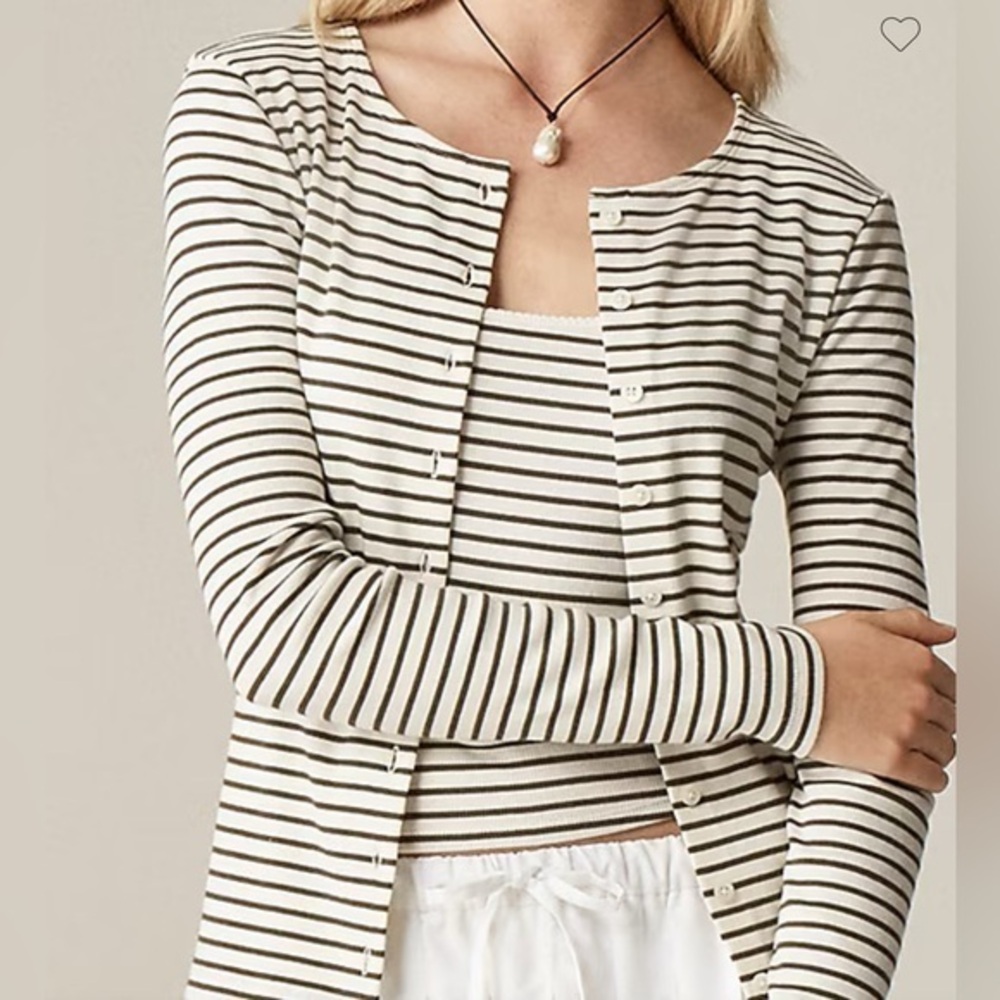 J Crew Women's Fine Rib Knit Striped Waffle Knit Cardigan *FLAW* NWT XS #2191